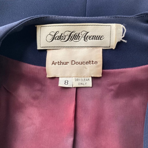 Saks 5th Ave.Arthur Doucette Navy peplum jacket - Picture 2 of 5